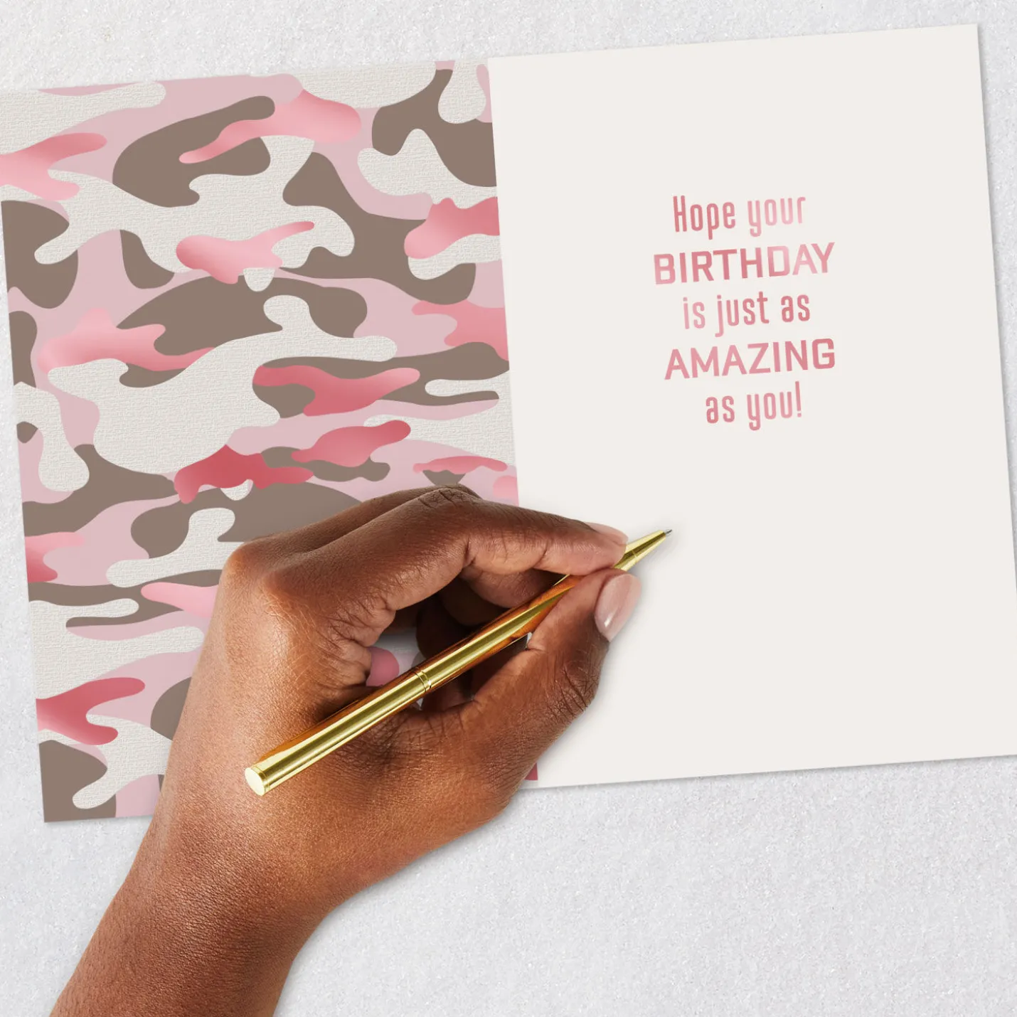 Pretty in Pink Camo Birthday Card for Her