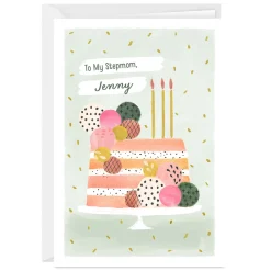 Pretty Pink Cake Custom Birthday Card