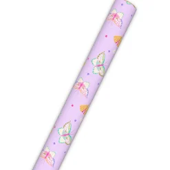 Pretty Butterflies on Lilac Wrapping Paper Roll, 20 sq. ft.
