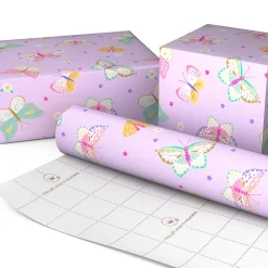 Pretty Butterflies on Lilac Wrapping Paper Roll, 20 sq. ft.