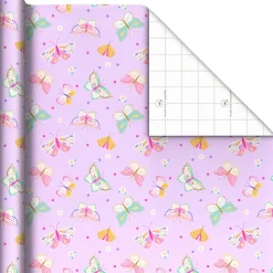 Pretty Butterflies on Lilac Wrapping Paper Roll, 20 sq. ft.