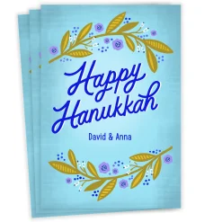 Pretty Floral Flat Hanukkah Photo Card