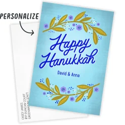 Pretty Floral Flat Hanukkah Photo Card