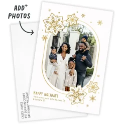 Pretty Gold Snowflakes Flat Holiday Photo Card