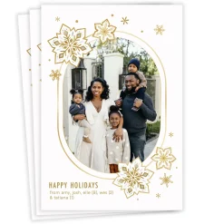 Pretty Gold Snowflakes Flat Holiday Photo Card