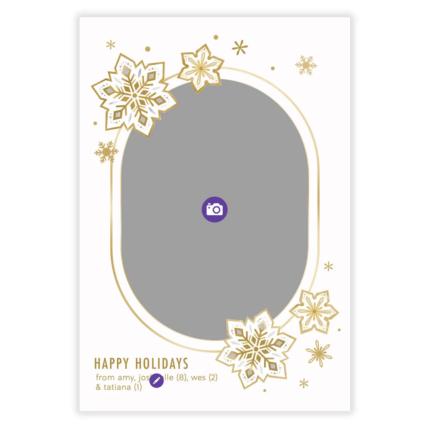 Pretty Gold Snowflakes Flat Holiday Photo Card