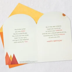 Proud of How You Find Your Own Path Birthday Card for Son With Decal