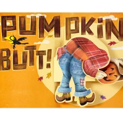 Pumpkin Butt Scarecrow Funny Musical Pop-Up Halloween Card