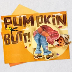 Pumpkin Butt Scarecrow Funny Musical Pop-Up Halloween Card