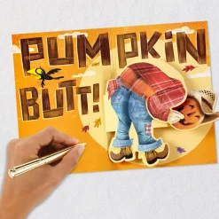 Pumpkin Butt Scarecrow Funny Musical Pop-Up Halloween Card