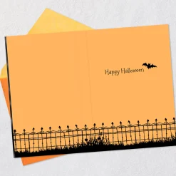 Pumpkin on Wrought Iron Fence Halloween Card