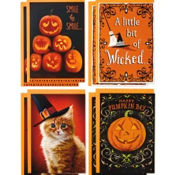 Pumpkins and Witches Assorted Halloween Cards, Pack of 8