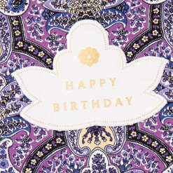 Purple Paisley Golden Moments Birthday Card