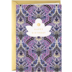 Purple Paisley Golden Moments Birthday Card
