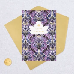 Purple Paisley Golden Moments Birthday Card