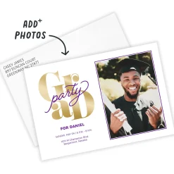 Purple Script Flat Graduation Party Invitation