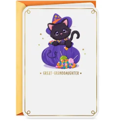Purr-fect Cutie Cat Halloween Card for Great-Granddaughter