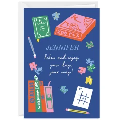 Puzzles and Books Custom Birthday Card