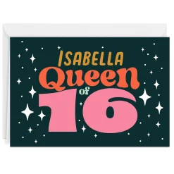 Queen of 16 Custom Birthday Card