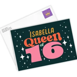 Queen of 16 Custom Birthday Card