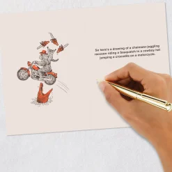Raccoon, Sasquatch and Motorcycle Funny Birthday Card for Him