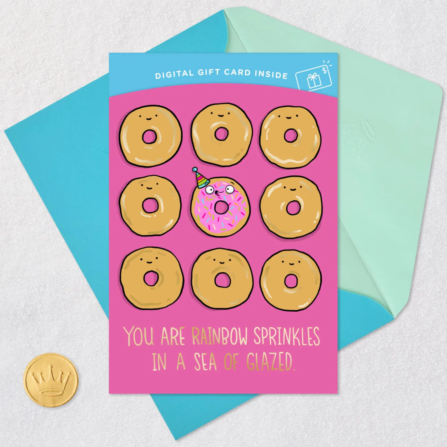 Rainbow Sprinkles Donut Gift Card Greeting Funny Birthday Card