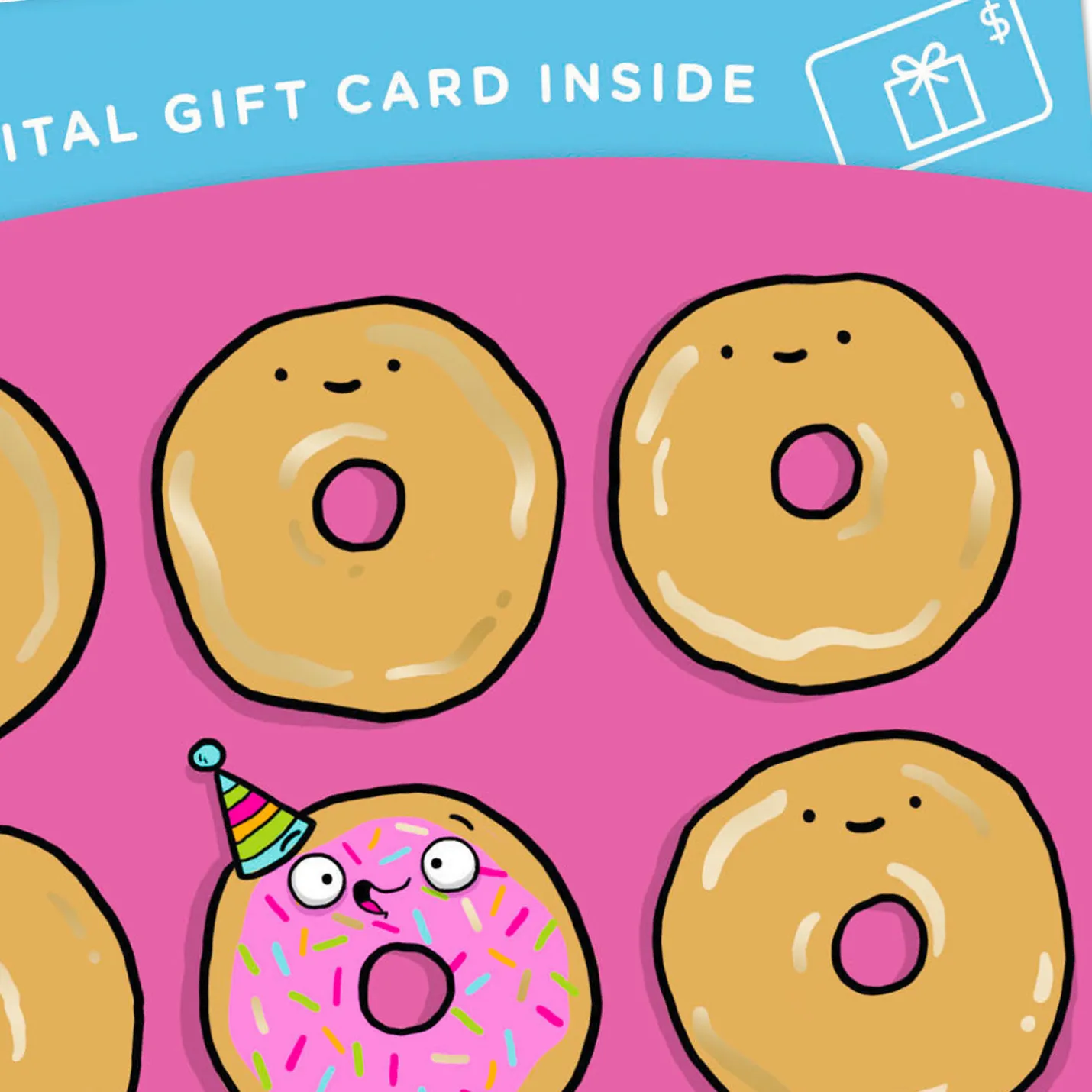 Rainbow Sprinkles Donut Gift Card Greeting Funny Birthday Card