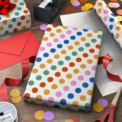 Rainbow Polka Dots Wrapping Paper Mini Roll, 38.8 sq. ft.