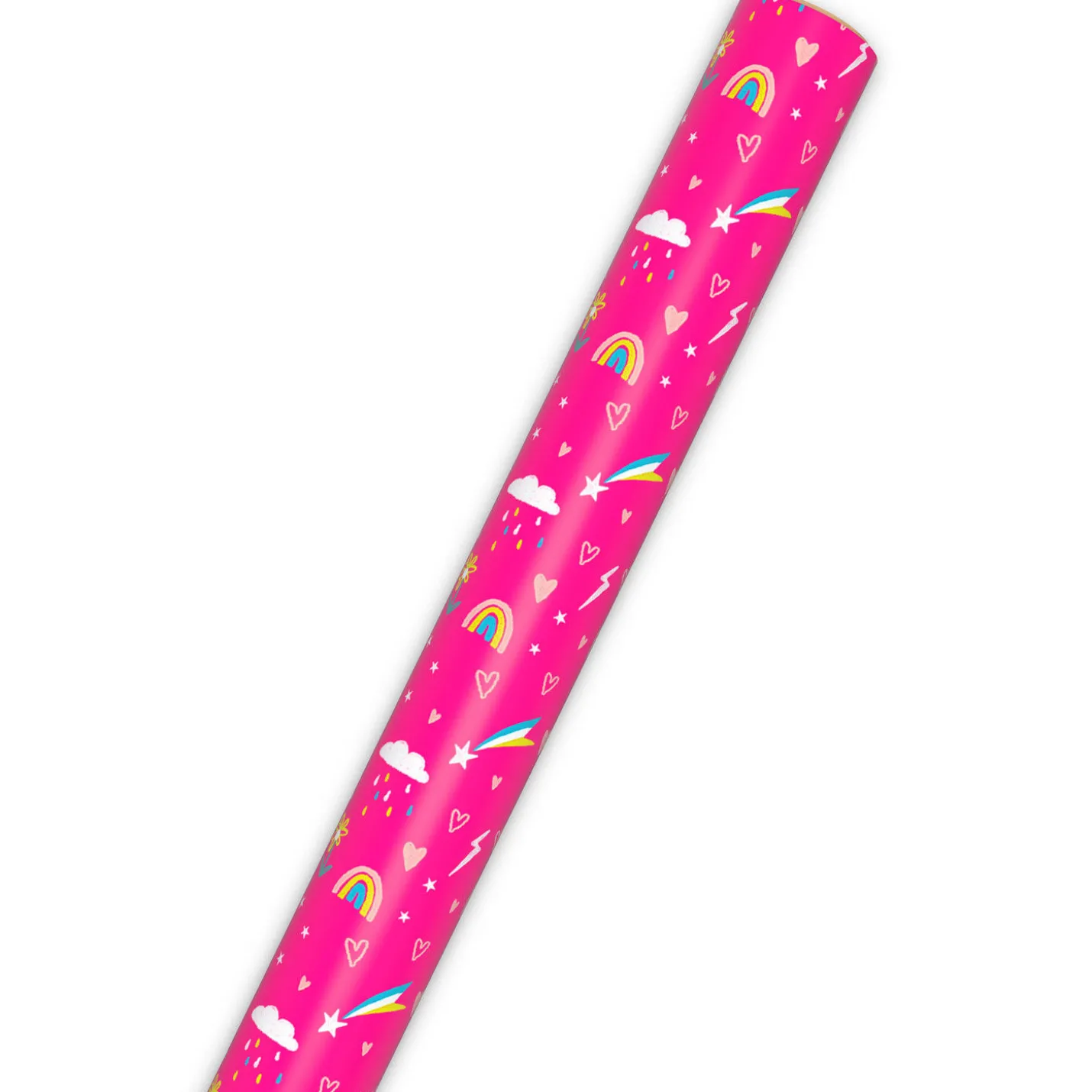 Rainbows and Flowers on Pink Jumbo Wrapping Paper, 90 sq. ft.