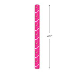 Rainbows and Flowers on Pink Jumbo Wrapping Paper, 90 sq. ft.