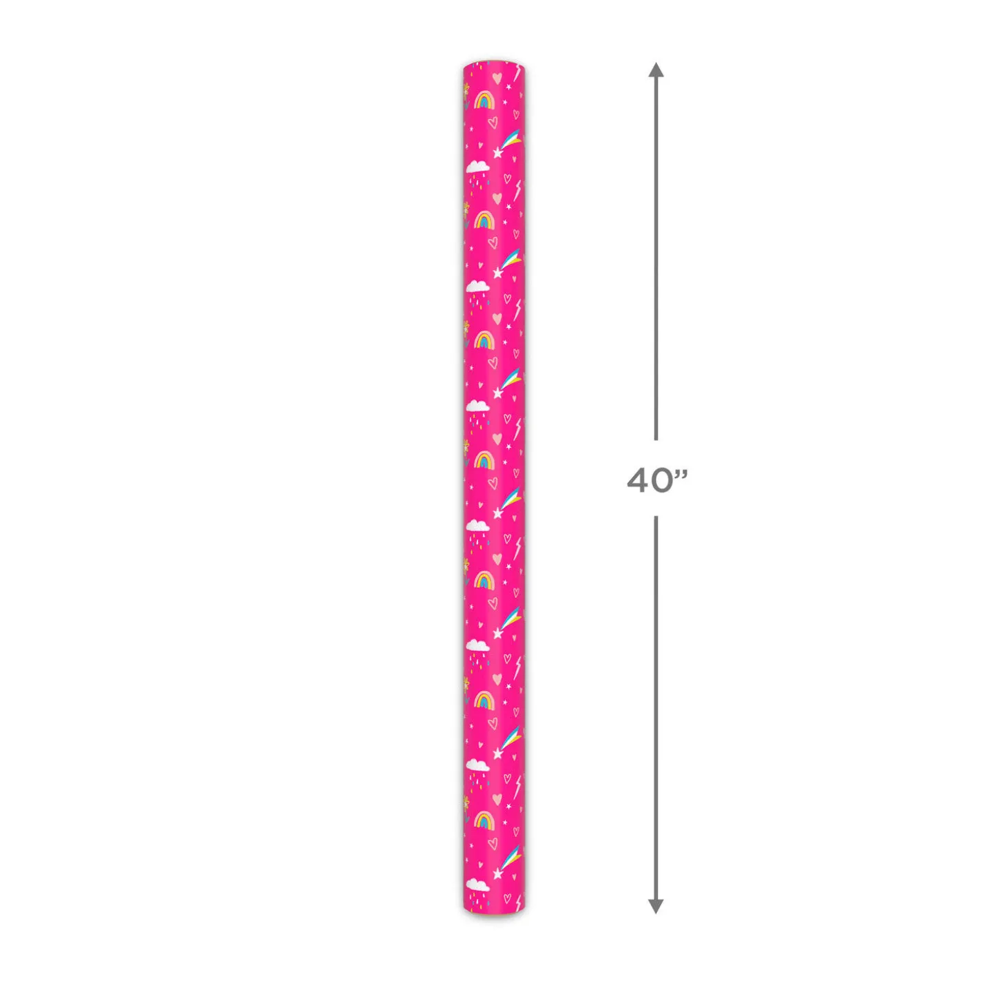 Rainbows and Flowers on Pink Jumbo Wrapping Paper, 90 sq. ft.