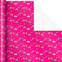 Rainbows, Dinos and Happy Wishes 3-Pack Wrapping Paper Roll Bundle, 75 sq. ft. total