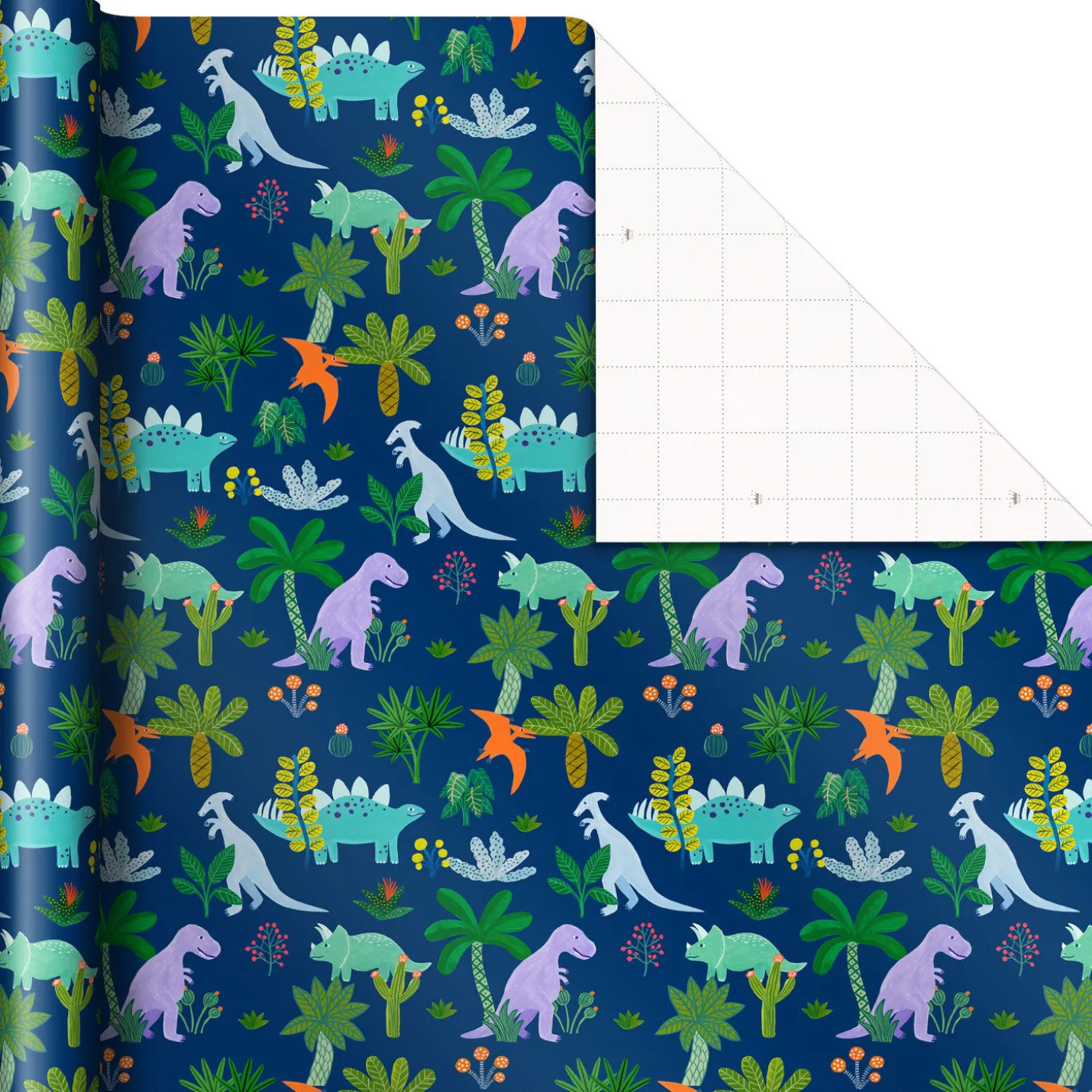 Rainbows, Dinos and Happy Wishes 3-Pack Wrapping Paper Roll Bundle, 75 sq. ft. total