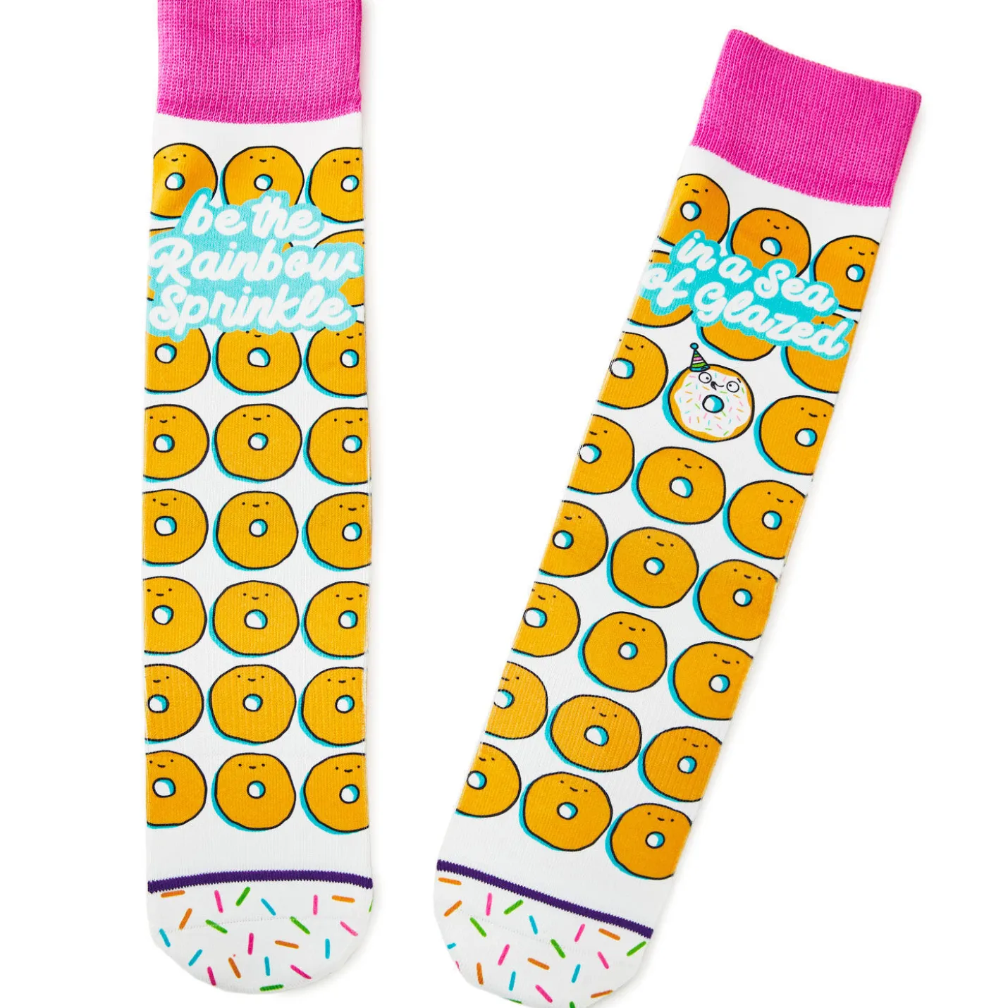 Rainbow Sprinkle Donuts Fun Crew Socks