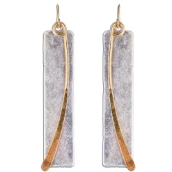 Rain Jewelry Bar and Arc Mixed Metal Drop Earrings