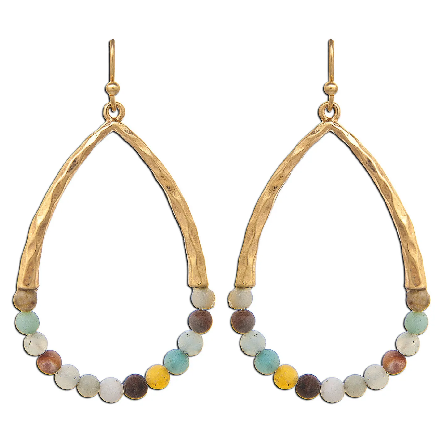 Rain Jewelry Beaded Teardrop Gold Metal Earrings