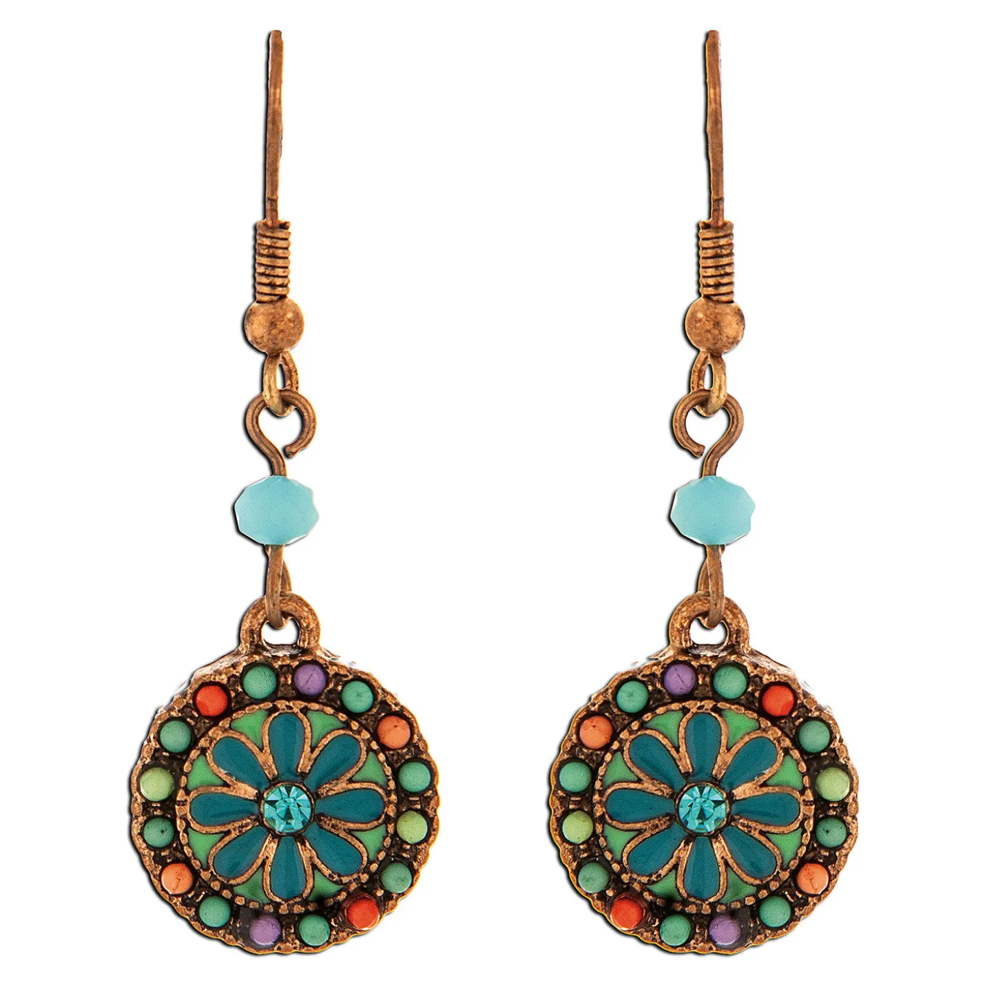 Rain Jewelry Blue Enamel Flower Drop Earrings