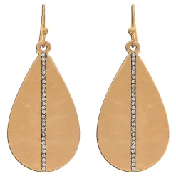 Rain Jewelry Gold Metal Teardrop and Crystal Stripe Earrings