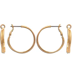 Rain Jewelry Gold Metal Twisted Hoop Earrings
