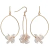 Rain Jewelry Gold Wire With Flower Charm Hoop Earrings
