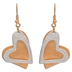 Rain Jewelry Layered Hearts Mixed Metal Drop Earrings
