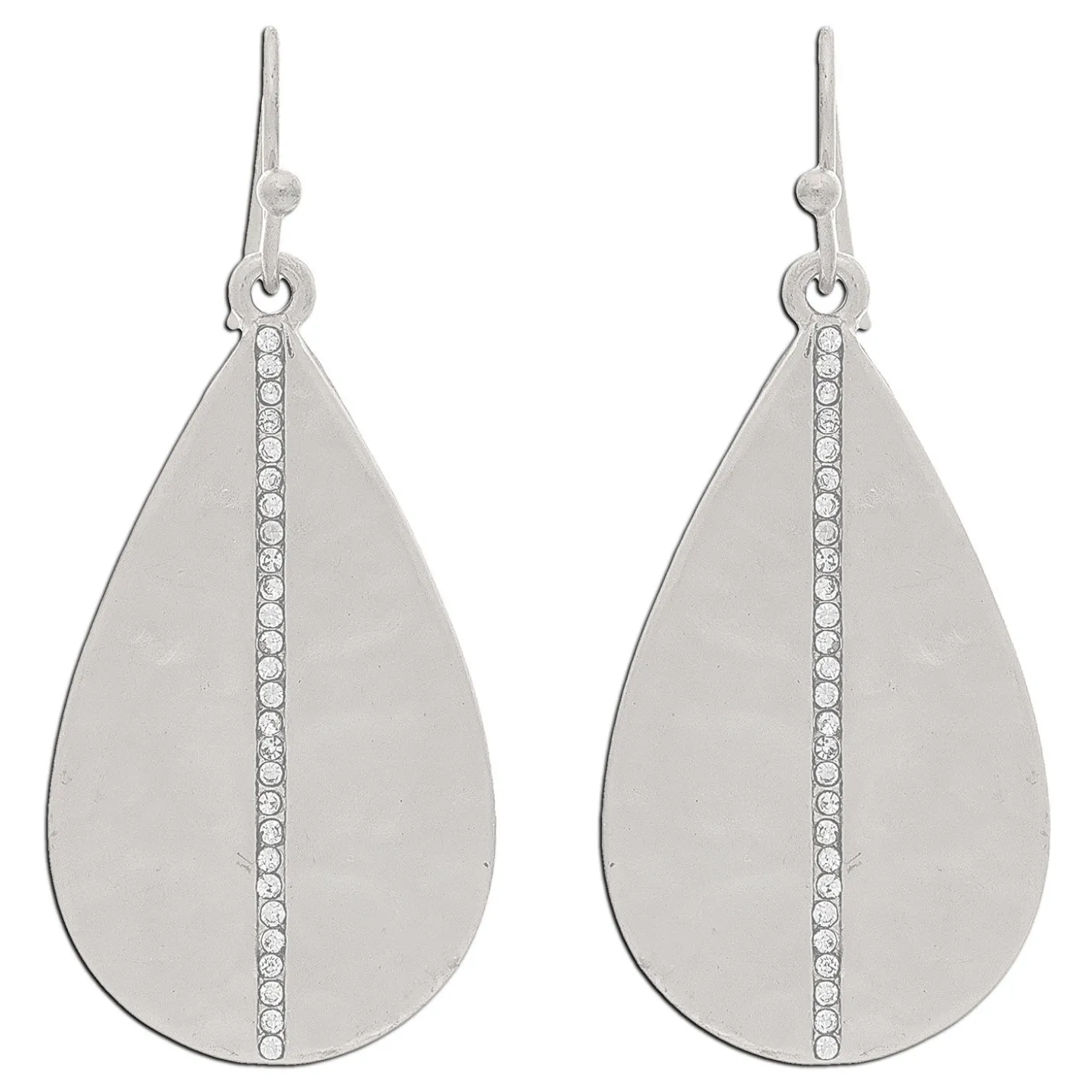 Rain Jewelry Silver Metal Teardrop and Crystal Stripe Earrings