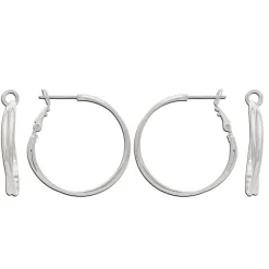 Rain Jewelry Silver Metal Twisted Hoop Earrings