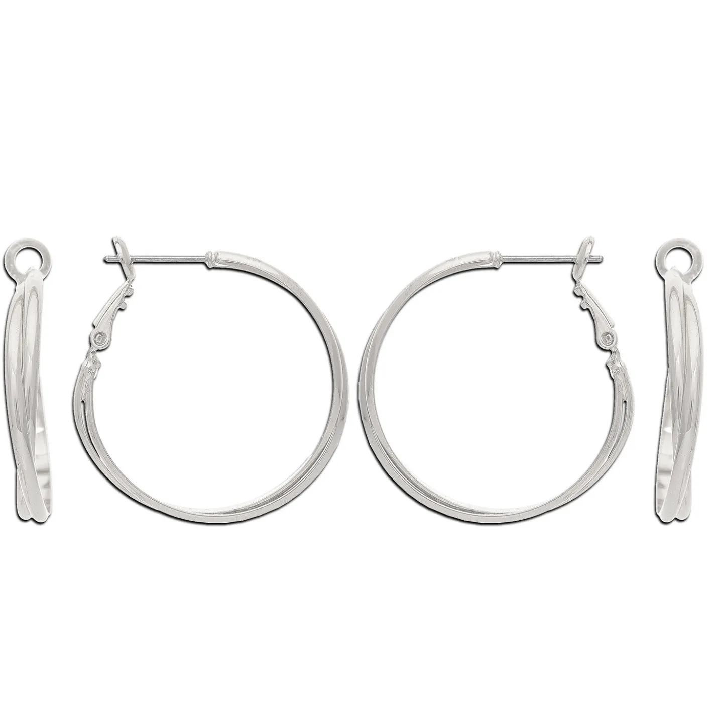 Rain Jewelry Silver Metal Twisted Hoop Earrings