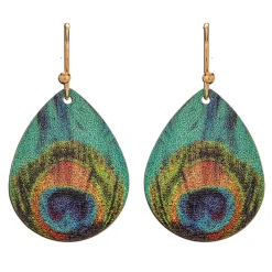 Rain Jewelry Small Peacock Feather Printed Earrings