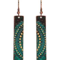 Rain Jewelry Sun Medallion Copper Bar Earrings