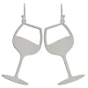 Rain Jewelry Wine Glasses Silver Metal Earrings