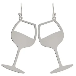 Rain Jewelry Wine Glasses Silver Metal Earrings