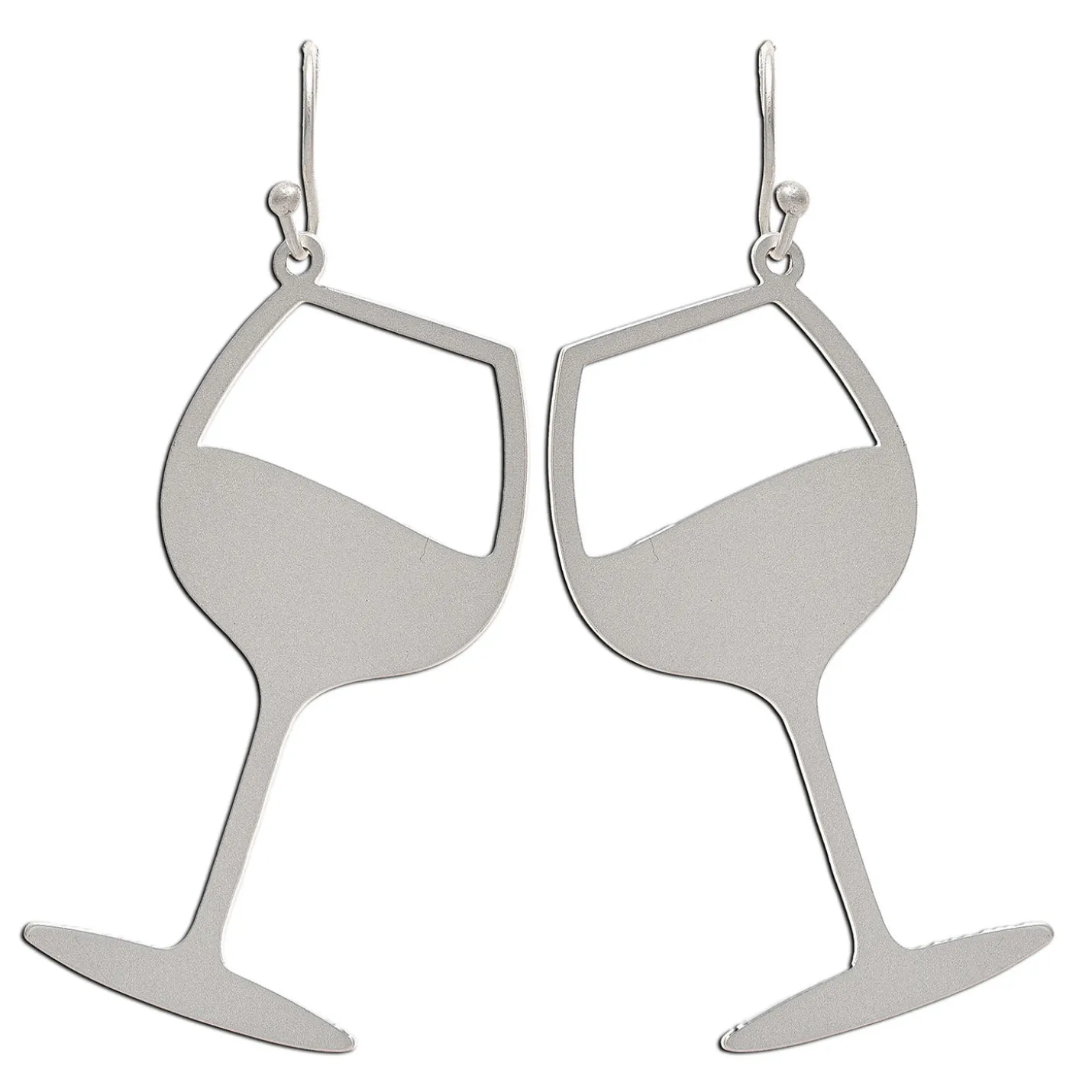 Rain Jewelry Wine Glasses Silver Metal Earrings