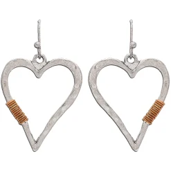 Rain Jewelry Wire-Wrapped Silver Heart Earrings